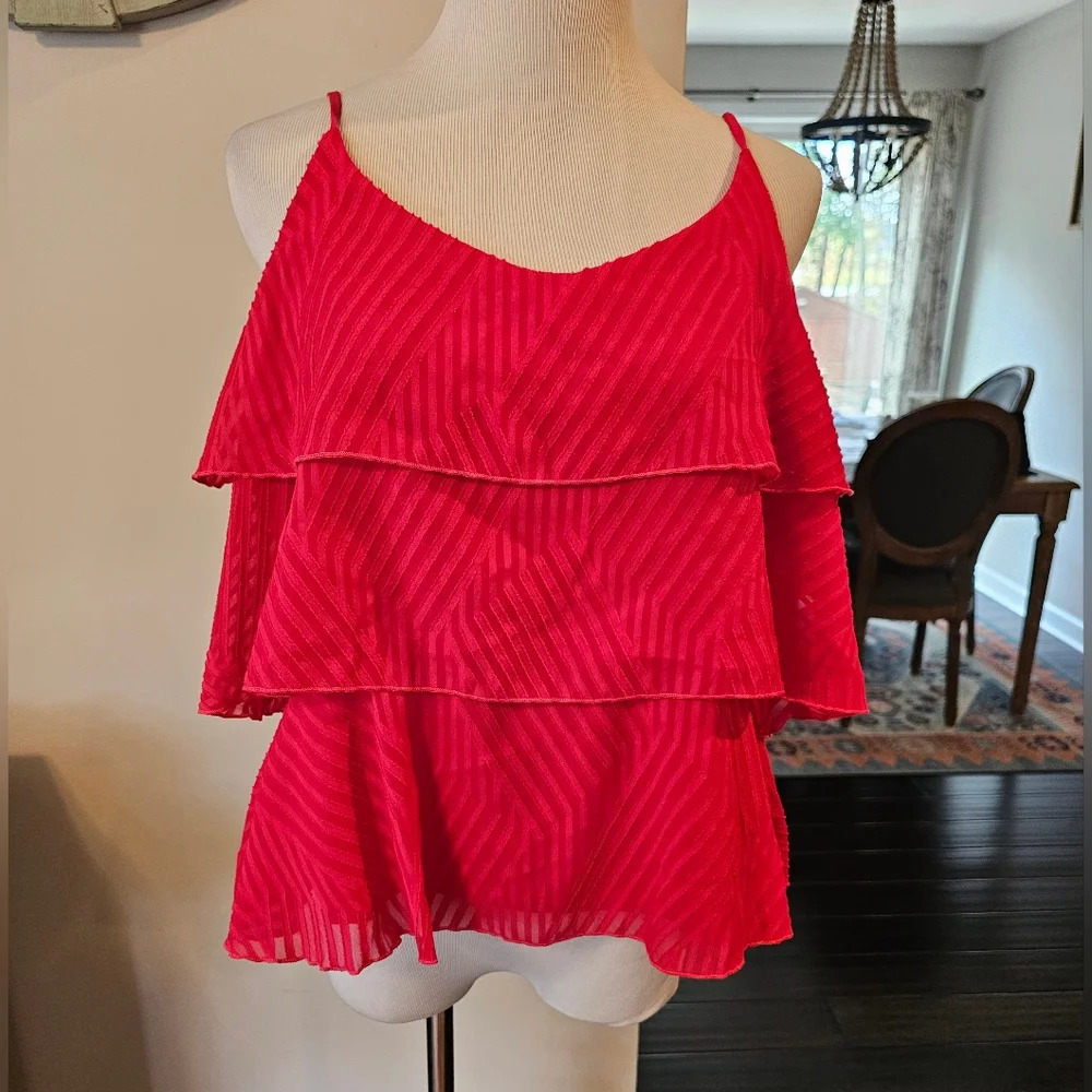 Amadi Anthropologie Women's Size Small Dark Pink Textured Layered Tank New w Tag - Picture 2 of 10